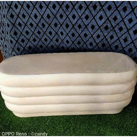88010013 - Ivory : Ghế Ottoman , Bench Oval - Trắng Ngà